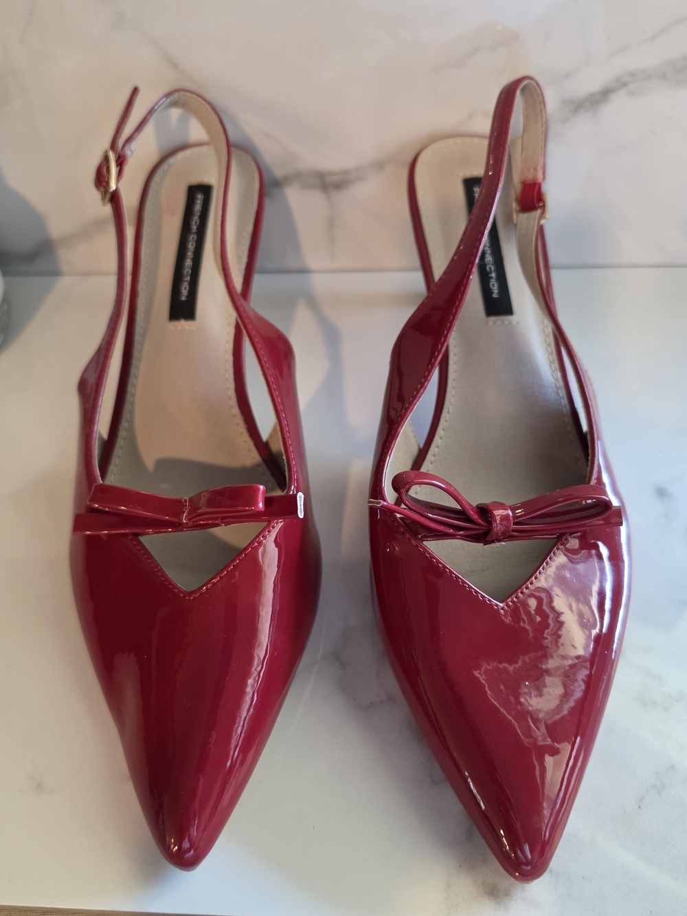 French Connection Quinny Pointed Kitten Heel Slingbacks